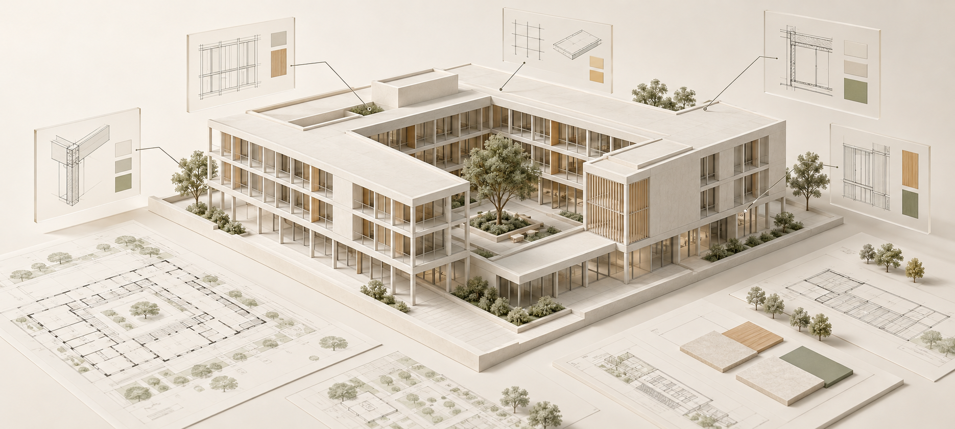 Architectural model with information requirements and technical diagrams