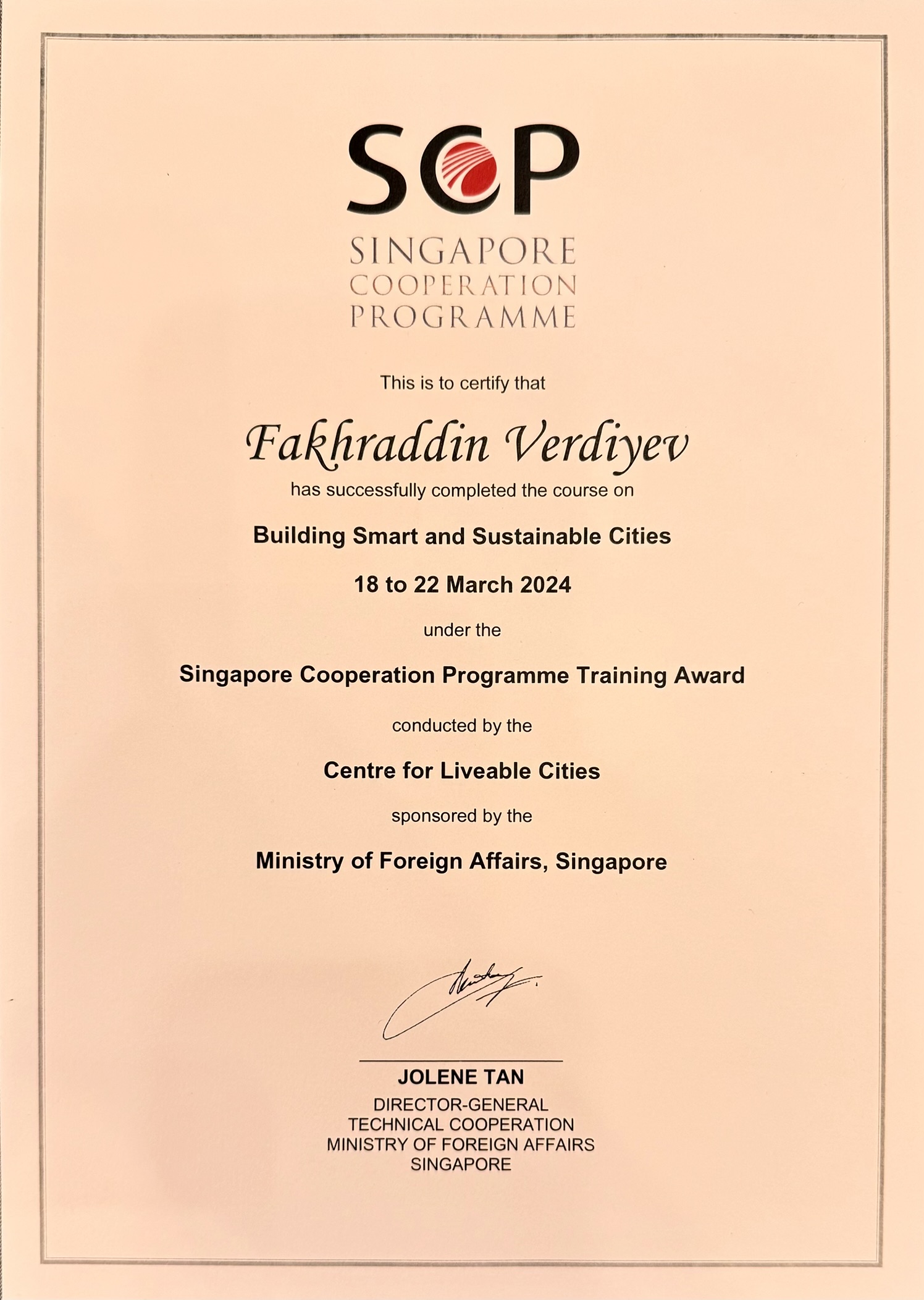 Building Smart and Sustainable Cities — Singapore Cooperation Programme